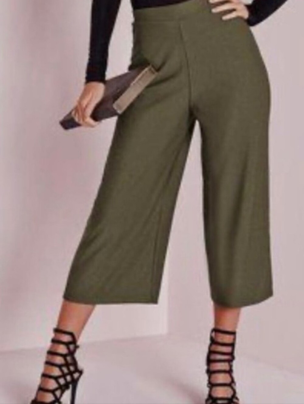 Joie Green High Waisted Wide Leg Crop Pants In Green Size 2